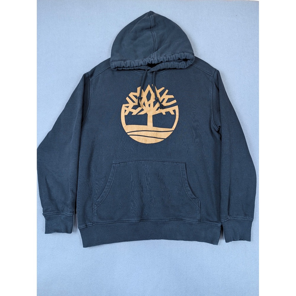 Timberland Mens Regular Fit Hoodie Navy Blue Tree Logo Pullover Sweatshirt M